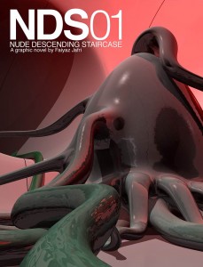 The cover of NDS01, with a large egg sprouting tentacles in front H.A.L.
