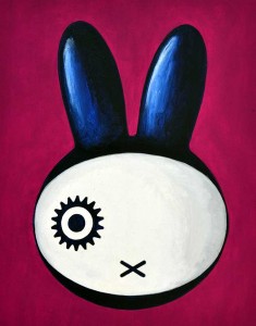 Painting of a crossover of Miffy and Alex from a Clockwork Orange