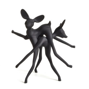 Fawn Play, 3D printed object, Laser sintered white nylon plastic, painted black. by Faiyaz Jafri
