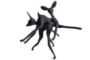 Fawn Play, 3D printed object, Laser sintered white nylon plastic, painted black. by Faiyaz Jafri